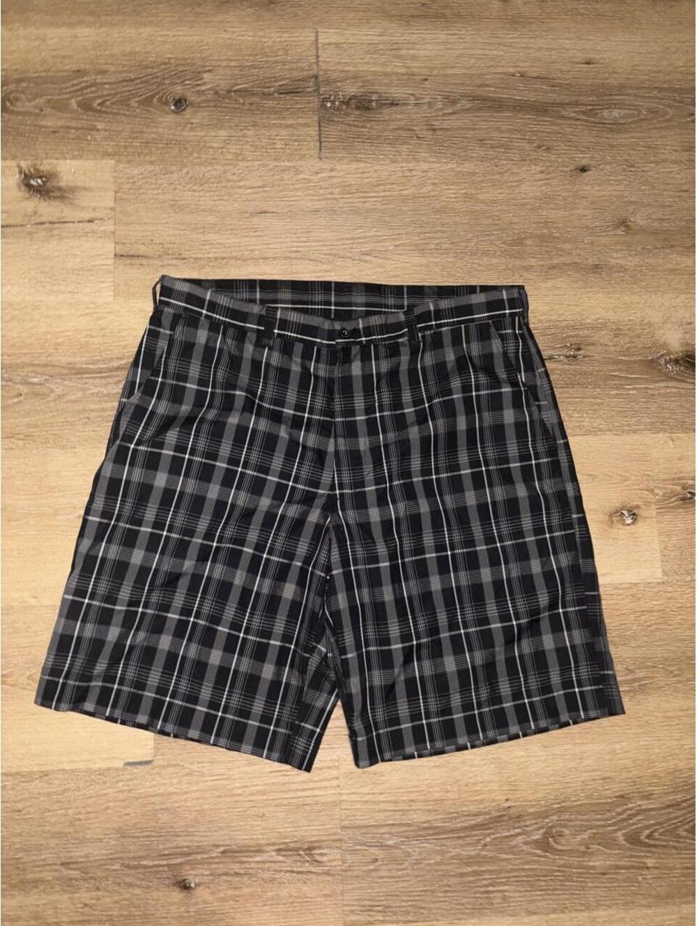 Black Gray Plaid Casual Shorts Men’s
